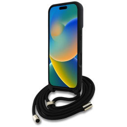 „Guess 4G Big Logo Cord Stap“ dėklas per petį, skirtas iPhone 16, rudas