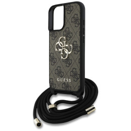 „Guess 4G Big Logo Cord Stap“ dėklas per petį, skirtas iPhone 16, rudas