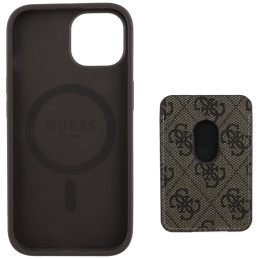 „Guess 4G Stripes“ dėklas su „Magsafe“ dėklu, skirtas „iPhone 15“, rudas