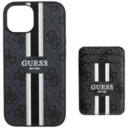 „Guess 4G Stripes“ dėklas su „Magsafe“ dėklu, skirtas „iPhone 15“, juodas