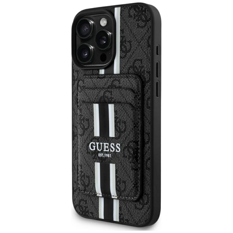 „Guess 4G Stripes“ dėklas su „Magsafe“ dėklu, skirtas „iPhone 16 Pro Max“, juodas