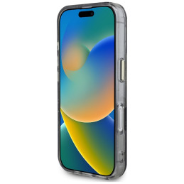„Guess“ blizgučių ir gėlių formos trikampių sagų „MagSafe“ dėklas, skirtas „iPhone 16“, juodas