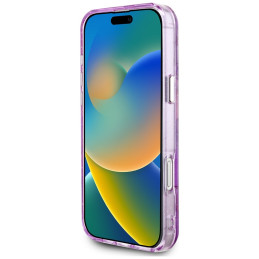 „Guess“ blizgučių ir gėlių formos trikampių mygtukų formos „MagSafe“ dėklas, skirtas „iPhone 16 Pro“, violetinis