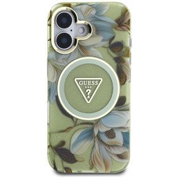 „Guess“ blizgučių ir trikampių sagų formos „MagSafe“ dėklas, skirtas „iPhone 16“, žalias