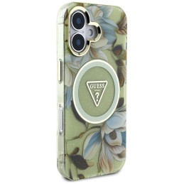 „Guess“ blizgučių ir trikampių sagų formos „MagSafe“ dėklas, skirtas „iPhone 16“, žalias