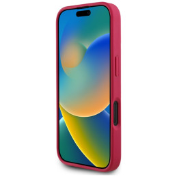 „Guess“ grūdėtu raštu spausdintas gėlių rašto „MagSafe“ dėklas, skirtas „iPhone 16“, fuksijos spalvos