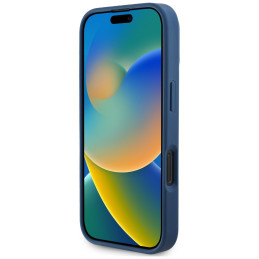 „Guess“ grūdėto rašto „MagSafe“ dėklas, skirtas „iPhone 16 Pro“, mėlynas