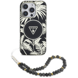 „Guess“ „Palm Trees Triangle Pearl Strap“ „MagSafe“ dėklas, skirtas „iPhone 16 Pro“, juodas