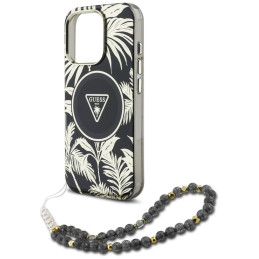 „Guess“ „Palm Trees Triangle Pearl Strap“ „MagSafe“ dėklas, skirtas „iPhone 16 Pro Max“, juodas