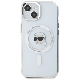 „Karl Lagerfeld“ IML metalinis „Karl Head MagSafe“ dėklas, skirtas „iPhone 15“, baltas