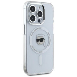 „Karl Lagerfeld“ IML metalinis „Karl Head MagSafe“ dėklas, skirtas „iPhone 15 Pro“, baltas