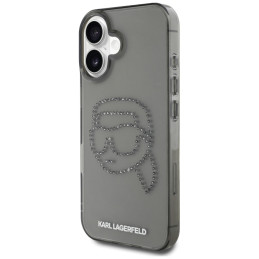 „Karl Lagerfeld IML“ „Rhinestones Karl Head“ dėklas, skirtas „iPhone 16“, juodas
