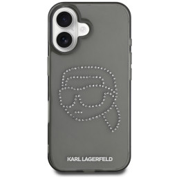 „Karl Lagerfeld IML“ „Rhinestones Karl Head“ dėklas, skirtas „iPhone 16“, juodas