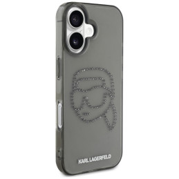 „Karl Lagerfeld IML“ „Rhinestones Karl Head“ dėklas, skirtas „iPhone 16“, juodas