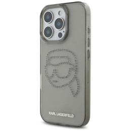 „Karl Lagerfeld IML“ „Rhinestones Karl Head“ dėklas, skirtas „iPhone 16 Pro“, juodas