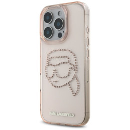 „Karl Lagerfeld IML“ „Rhinestones Karl Head“ dėklas, skirtas „iPhone 16 Pro“, rožinis
