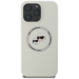 „Karl Lagerfeld“ silikoninis dvigubų galvučių ir apskritimo formos „MagSafe“ dėklas, skirtas „iPhone 16 Pro Max“, smėlio...
