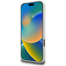 „Karl Lagerfeld“ silikoninis dvigubų galvučių ir apskritimo formos „MagSafe“ dėklas, skirtas „iPhone 16 Pro Max“, smėlio...