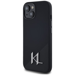 Karl Lagerfeld silikoninis „Shadow Metal Initial MagSafe“ dėklas, skirtas iPhone 15, juodas