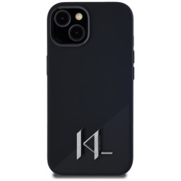 Karl Lagerfeld silikoninis „Shadow Metal Initial MagSafe“ dėklas, skirtas iPhone 15, juodas