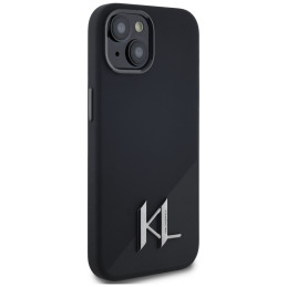 Karl Lagerfeld silikoninis „Shadow Metal Initial MagSafe“ dėklas, skirtas iPhone 15, juodas