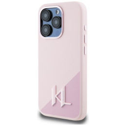 Karl Lagerfeld silikoninis „Shadow Metal Initial MagSafe“ dėklas, skirtas „iPhone 15 Pro“, rožinis