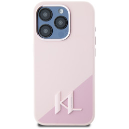 Karl Lagerfeld silikoninis „Shadow Metal Initial MagSafe“ dėklas, skirtas „iPhone 15 Pro“, rožinis