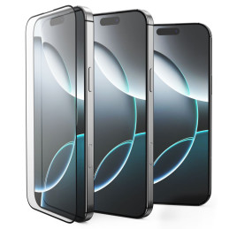 „Tech-Protect Glass Fit+“ grūdinto stiklo dėklas iPhone 16e / 14 / 13 Pro / 13 telefonui – juodas