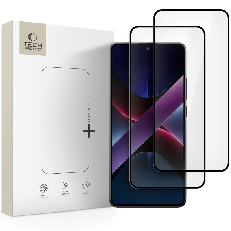 „Tech-Protect Glass Fit+“ grūdinto stiklo paketas, skirtas „Xiaomi Poco X7 5G“ - juodas