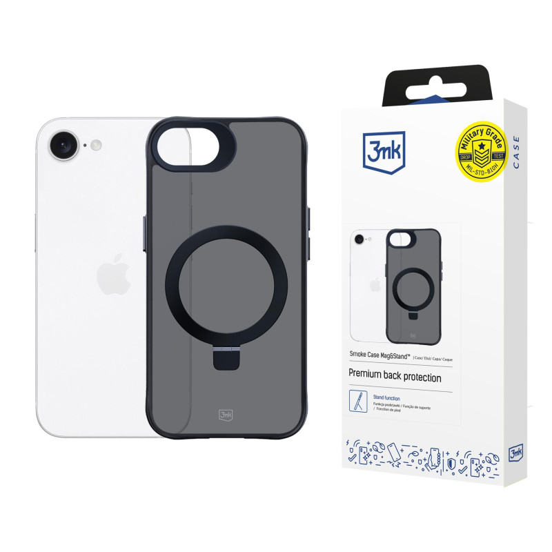 3mk dūminis dėklas su stovu Apple iPhone 16E - juodas