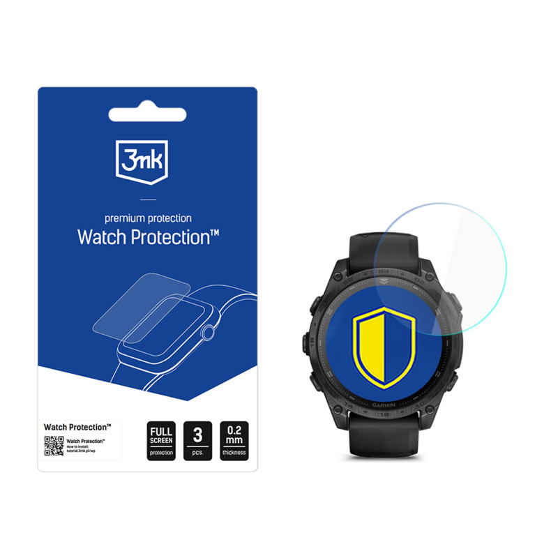 Hibridinis stiklas 3mk laikrodžio apsaugai „FlexibleGlass“, skirtas „Garmin Tactix 8“ 47 mm