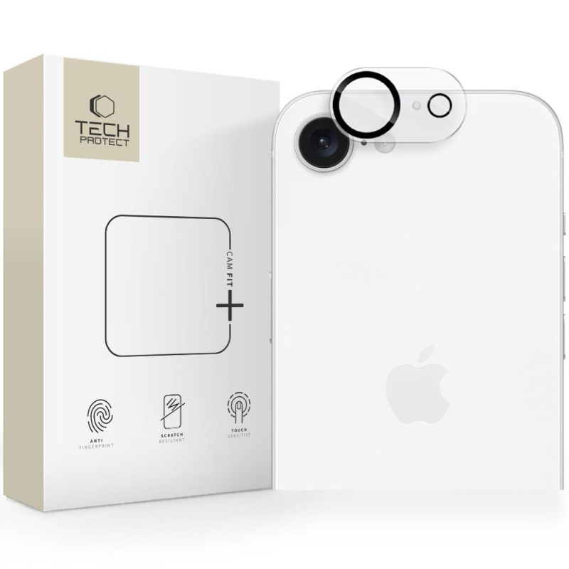 „Tech-Protect Cam Fit+“ kameros dėklas, skirtas „iPhone 16e“ – skaidrus