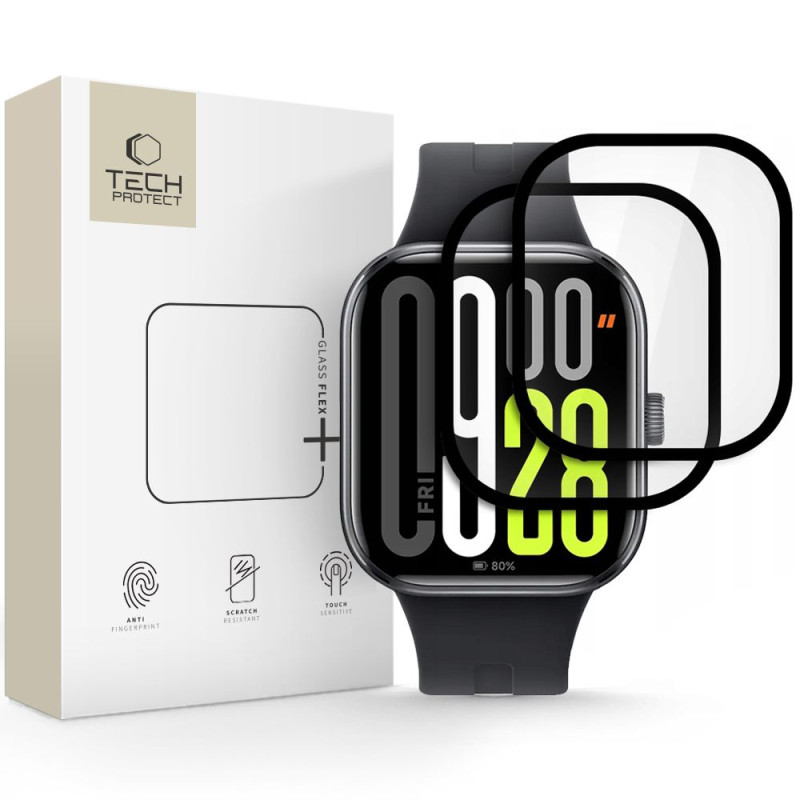 „Tech-Protect Glass Flex+ Hybrid“ stiklų rinkinys, skirtas „Xiaomi Redmi Watch 5“ – juodas