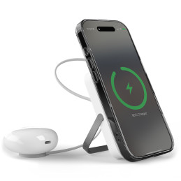 „Puro 10000mAh MagSafe“ belaidis įkroviklis su aliuminio stovu – baltas
