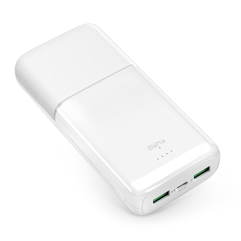 Nešiojamoji baterija „Puro DAILY 20 PLUS“ 20000mAh 2x USB-A / 1x USB-C 22.5W PD AFC - balta