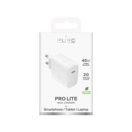 „Puro PROLITE“ 45 W USB-C sieninis įkroviklis – baltas
