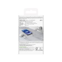 „Puro PROLITE“ 20 W USB-A / USB-C sieninis įkroviklis + USB-C – USB-C laidas 1,2 m – baltas