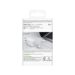 „Puro PROLITE“ 30 W USB-C sieninis įkroviklis – baltas