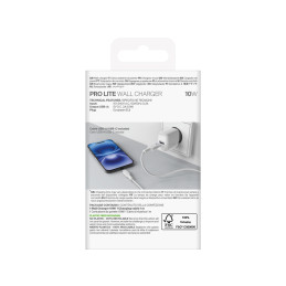 „Puro PROLITE“ 10 W USB-A sieninis įkroviklis + USB-A - USB-C laidas 1,2 m - baltas