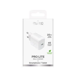 „Puro PROLITE“ 20 W USB-C sieninis įkroviklis – baltas