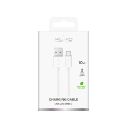 „Puro“ 10 W TPE USB-A - USB-C laidas, 2 m, baltas