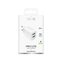 „Puro PROLITE“ 10 W 2 x USB-A sieninis įkroviklis – baltas