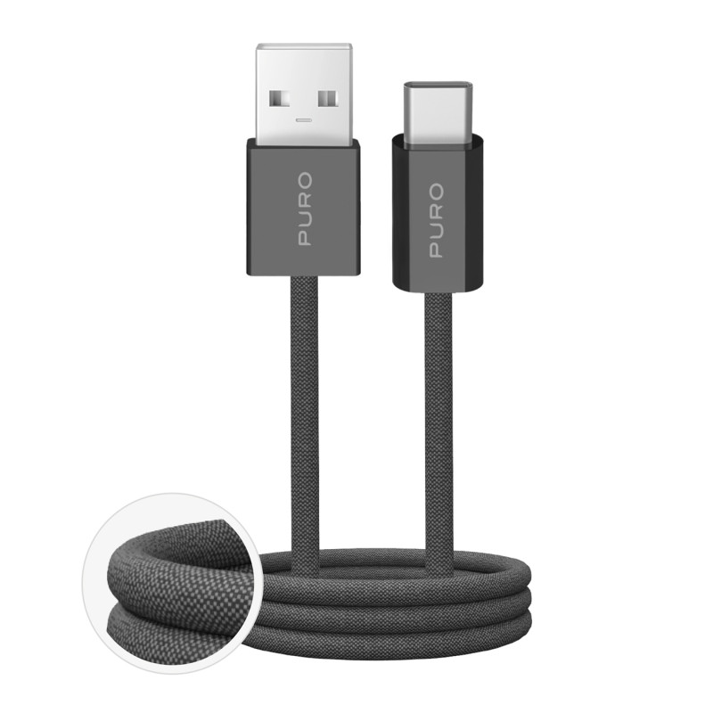 „Puro Fabrik 2.0“ 10 W USB-A - USB-C pintas laidas 1,5 m – tamsiai žalias