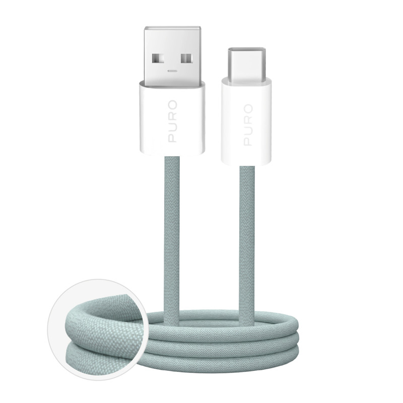 „Puro Fabrik 2.0“ 10 W USB-A - USB-C pintas laidas, 1,5 m – žalias