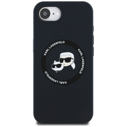 „Karl Lagerfeld“ skysto silikono dėklas „Karl & Choupette Heads“ su „MagSafe“ apsauga, skirtas „iPhone 16e“ – juodas