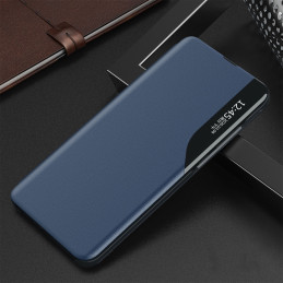 Elegantiškas ekologiškos odos „View Case“ dėklas su atvartu ir stovu, skirtas „iPhone 16e“ – mėlynas