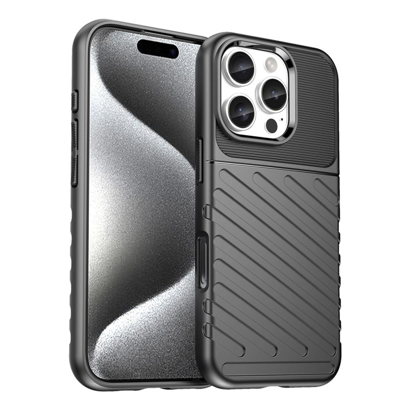 „Thunder“ dėklas, skirtas „iPhone 16e“ silikoniniam šarvuotam dangteliui – juodas