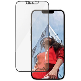„PanzerGlass“ itin plataus skersmens grūdinto stiklo dėklas, skirtas „iPhone 13 / 13 Pro / 14 / 16e“ – skaidrus