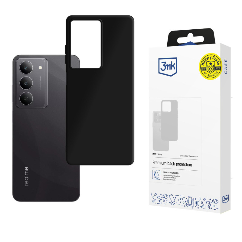 3mk matinis dėklas, skirtas „Realme 14x“ – juodas