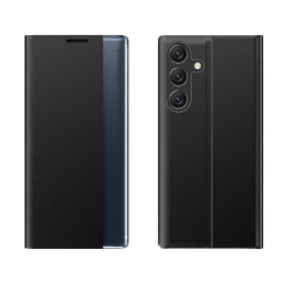 Naujas miego dėklas su atlenkimu ir stovu, skirtas „Samsung Galaxy S25 Edge“ – juodas